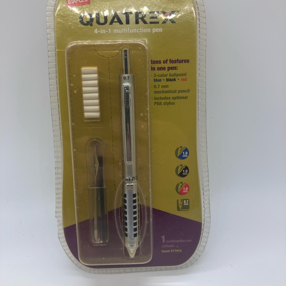Staples Quatrex 4-in-1 Multifunction Pen - Black, Blue, Red